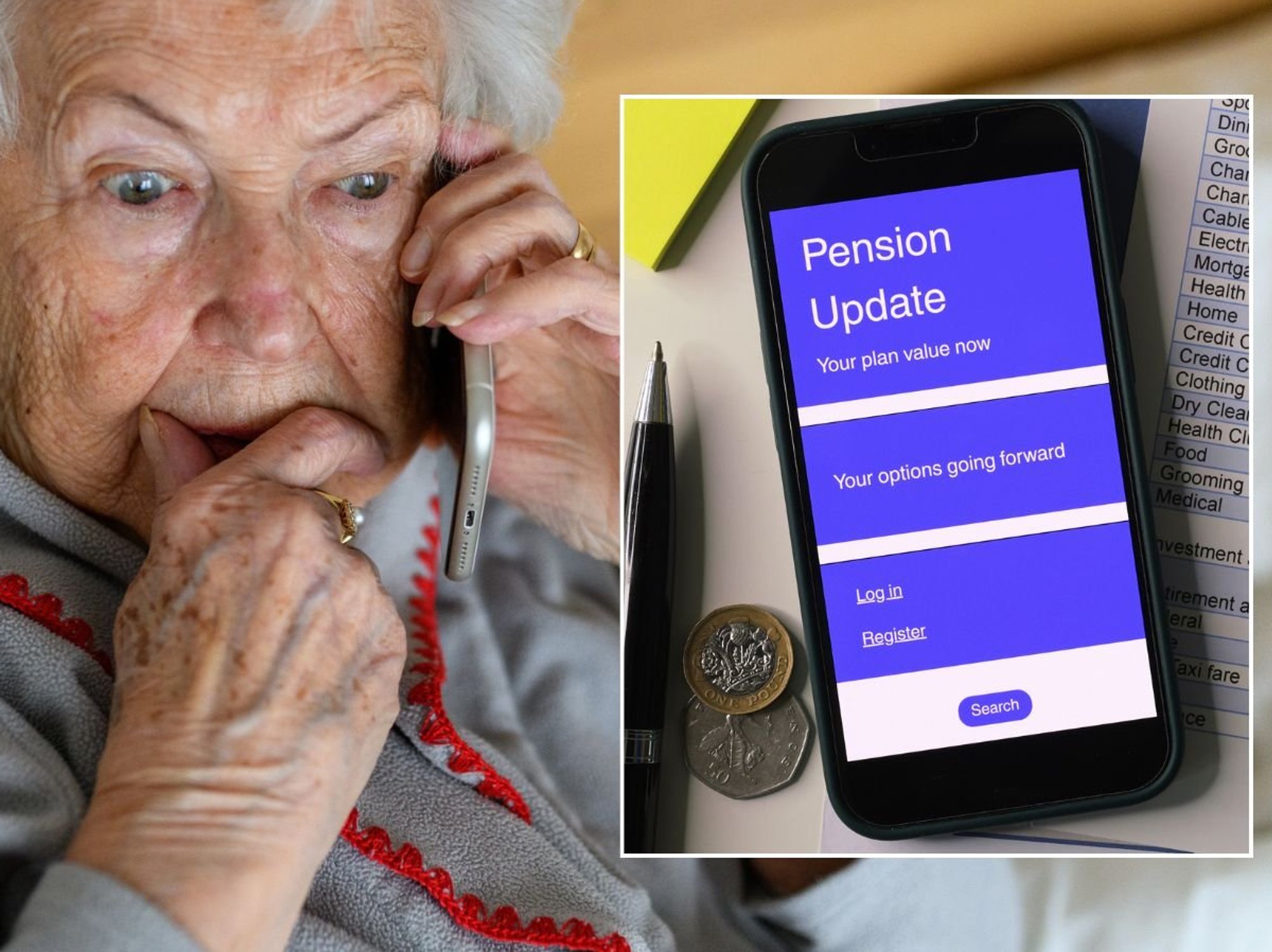 Pensioner worried and pension update on phone