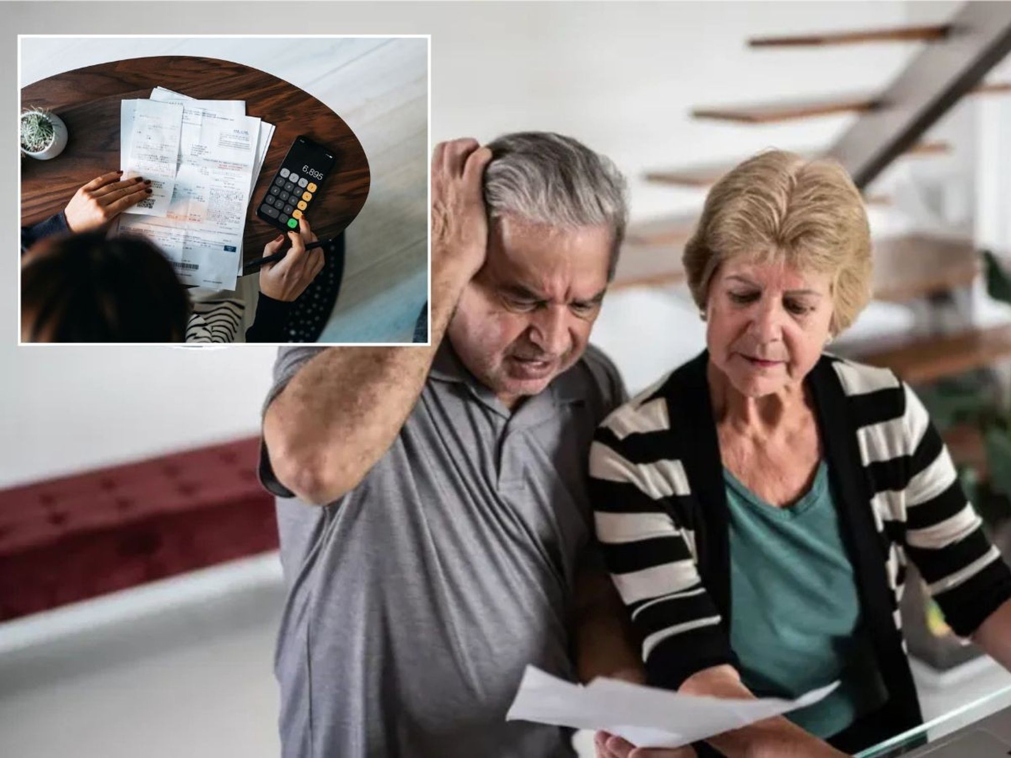 Pensioners looking at bills