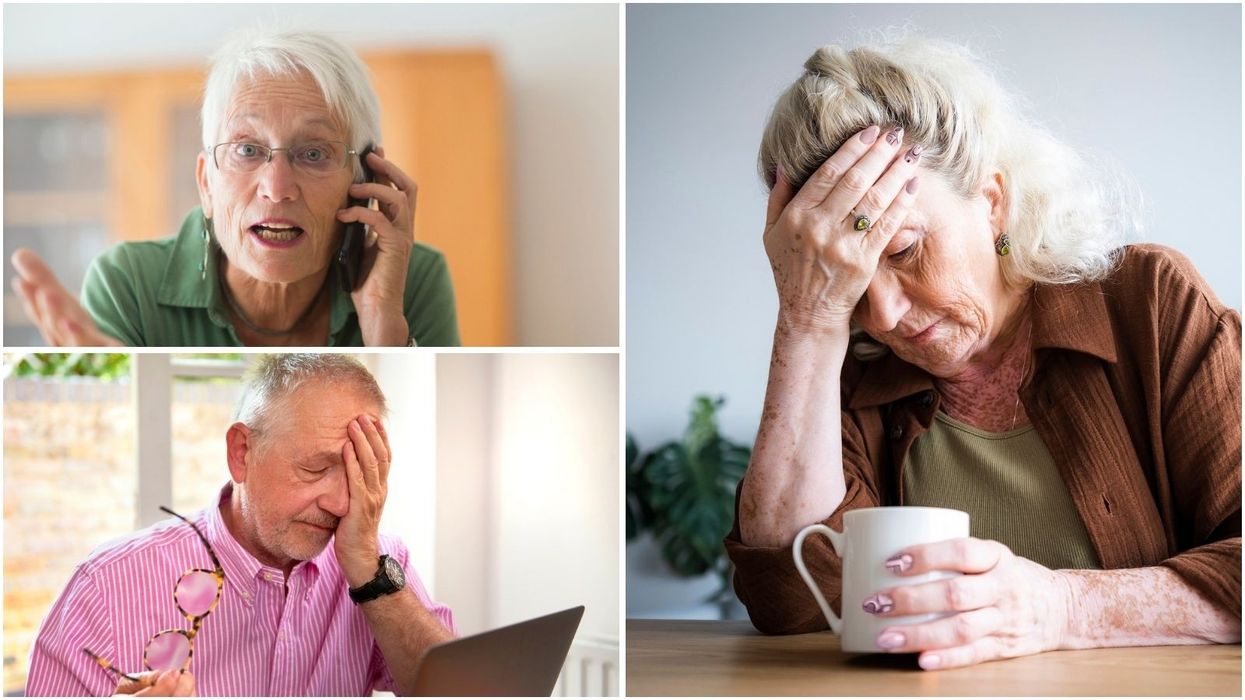 Pensioners looking distressed