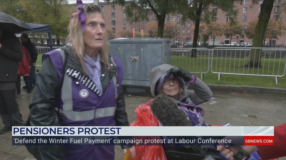 Pensioners stood in the pouring rain to protest Winter Fuel Payment cuts