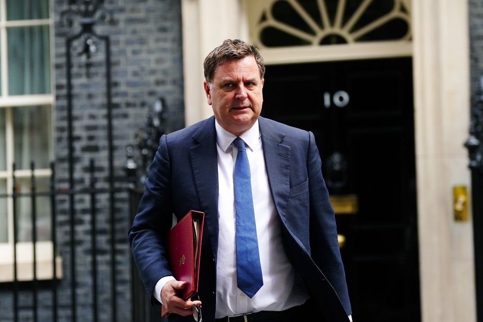 Pensions Secretory of State Mel Stride outside Number 10