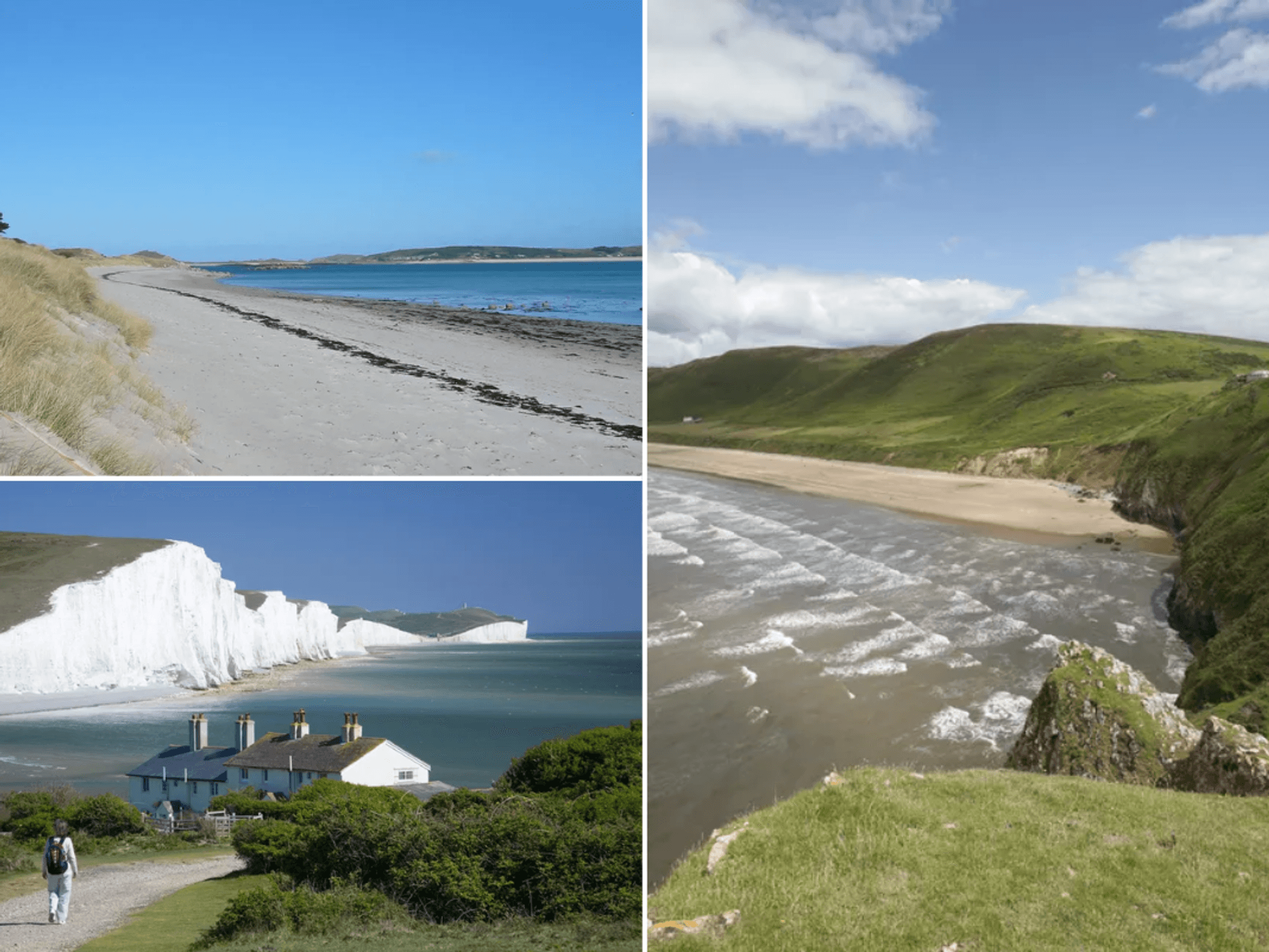 Pentle Bay / Seven Sisters Eastbourne East Sussex / Rhossili Bay in Wales