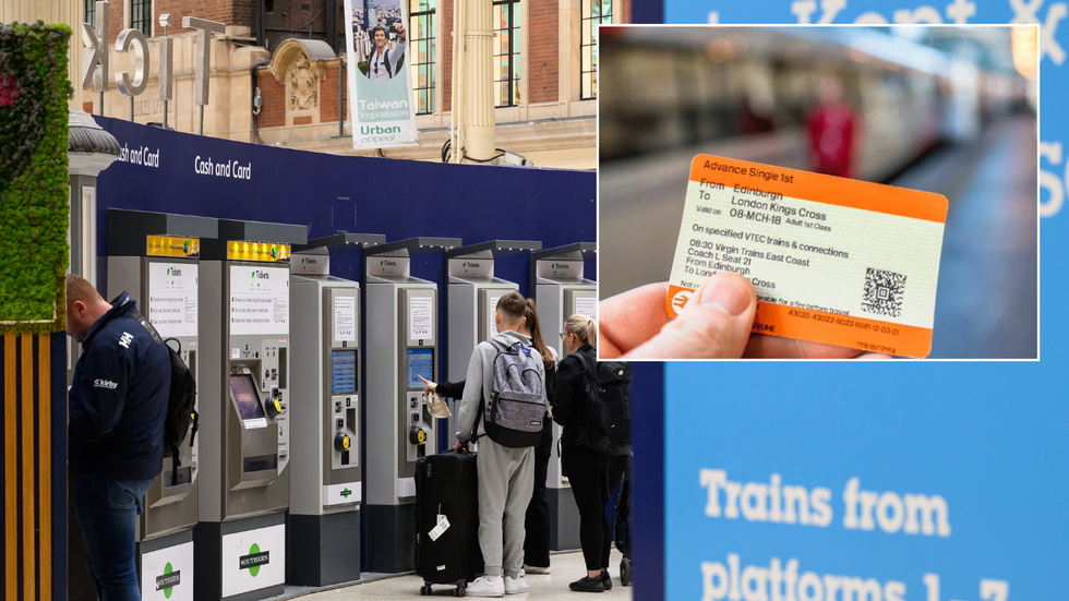 People at ticket machines/train ticket