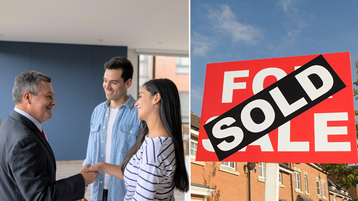 People buying house / for sale sign