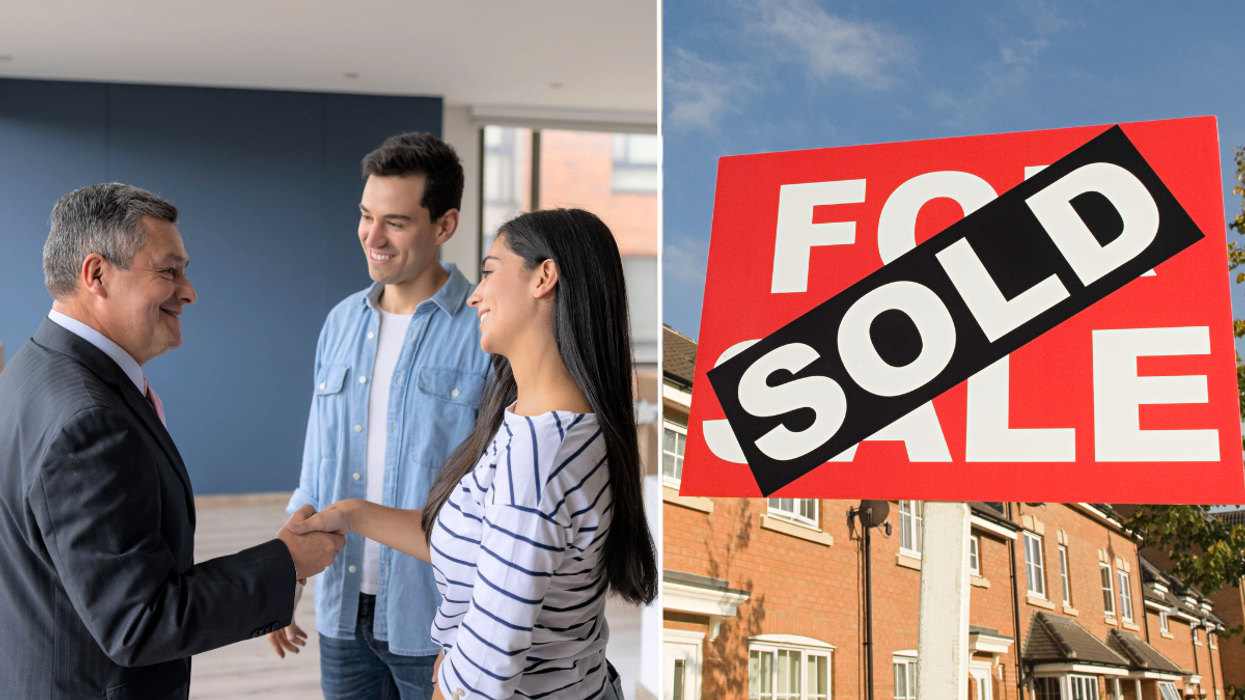 People buying house / for sale sign