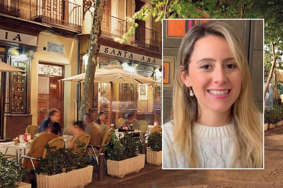 People dining out in madrid with headshot of dani