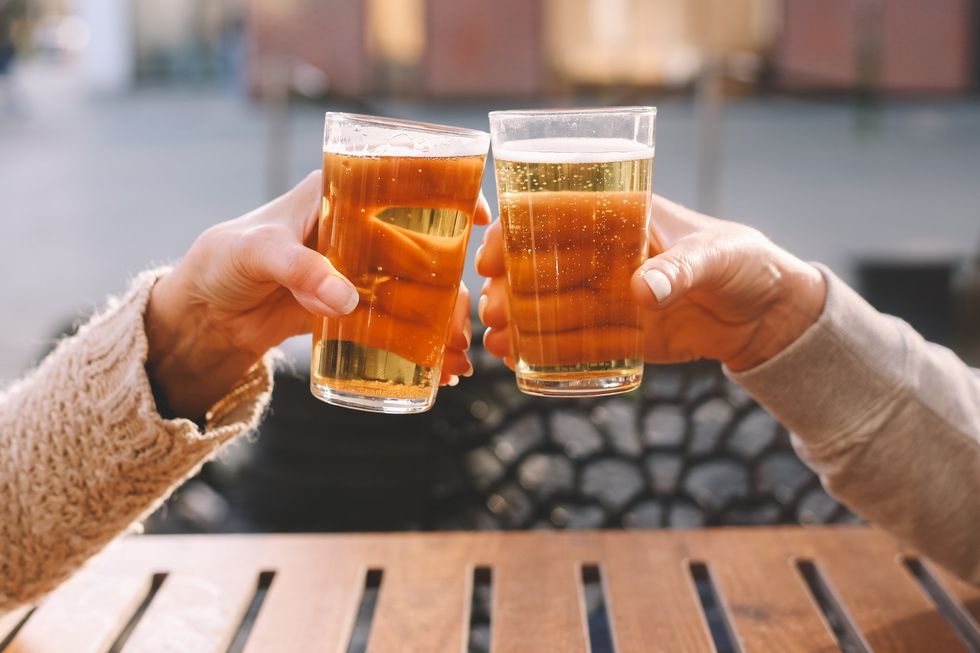 People drinking beer in a pub