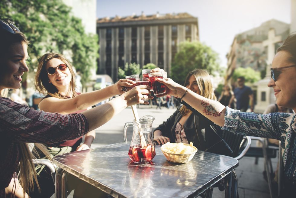 people drinking outside in Madrid