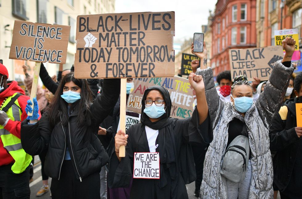 People during Black Lives Matter rally in Birmingham.