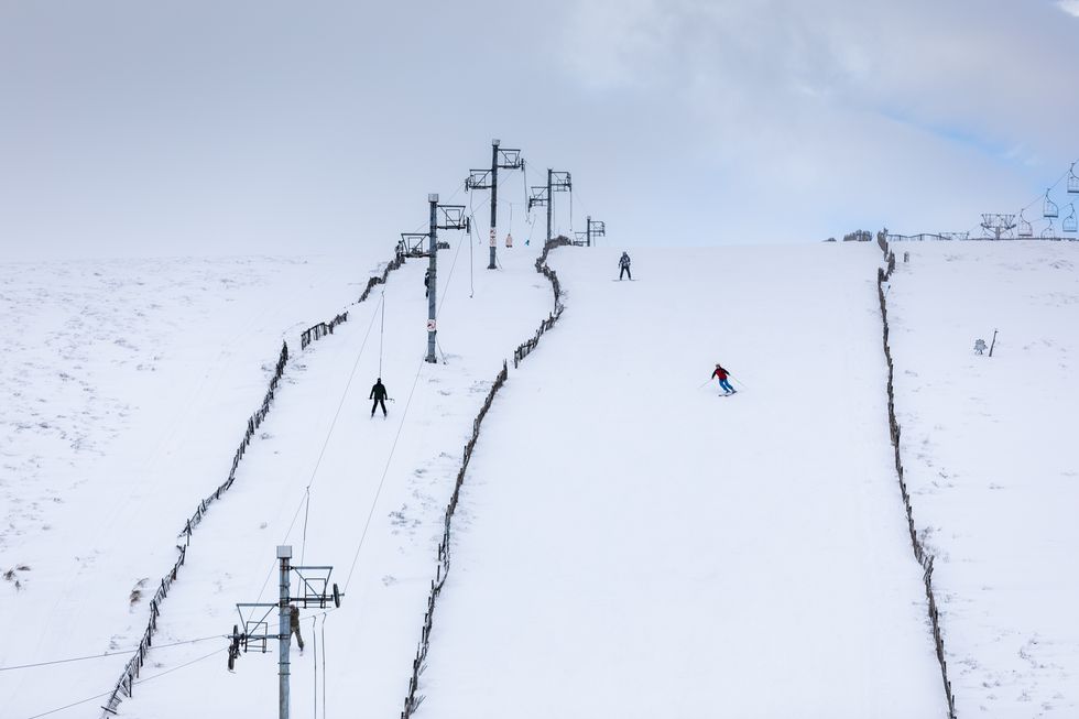 People enjoy a day of skiing at The Lecht Ski Centre at Strathdon in the Cairngorms, Scottish Highlands. A yellow warning of snow and ice has been issued for northern Scotland as the Met Office said the deadly bomb cyclone that sent temperatures plunging in the US is now causing wet and windy weather in the UK. Picture date: Friday December 30, 2022.