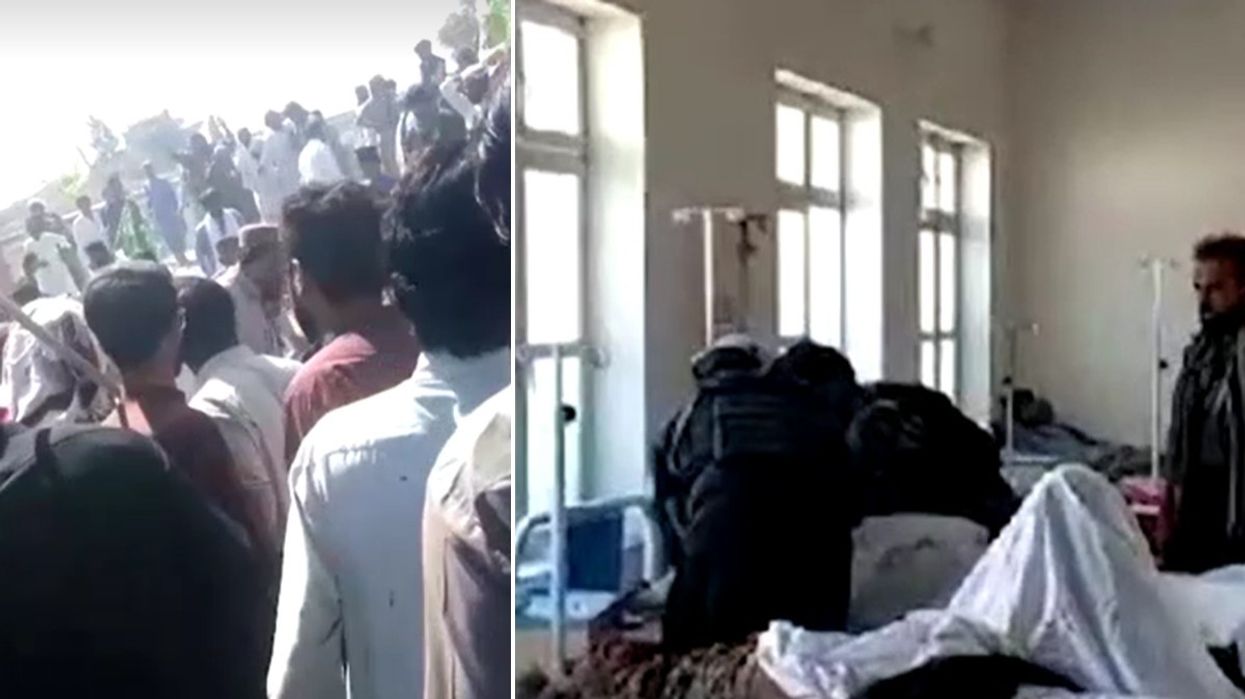People gather at site of the blast and hospital nearby