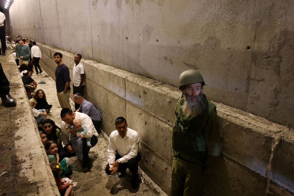 People in bomb shelters in Israel