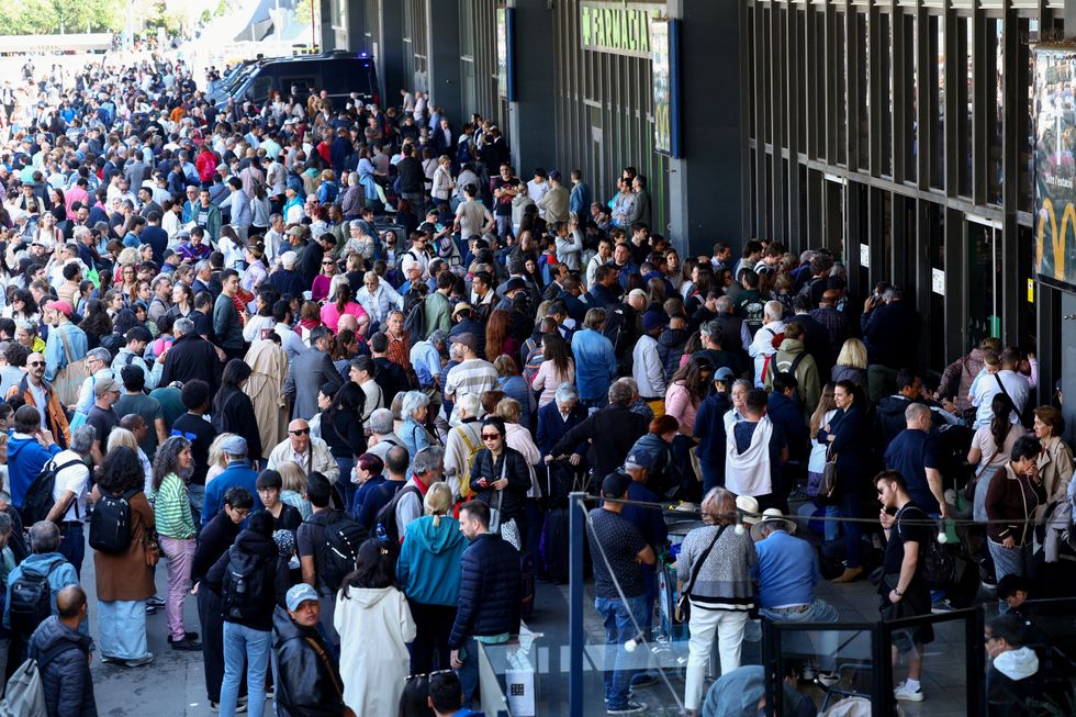 People outside Barcelona-Sants train station