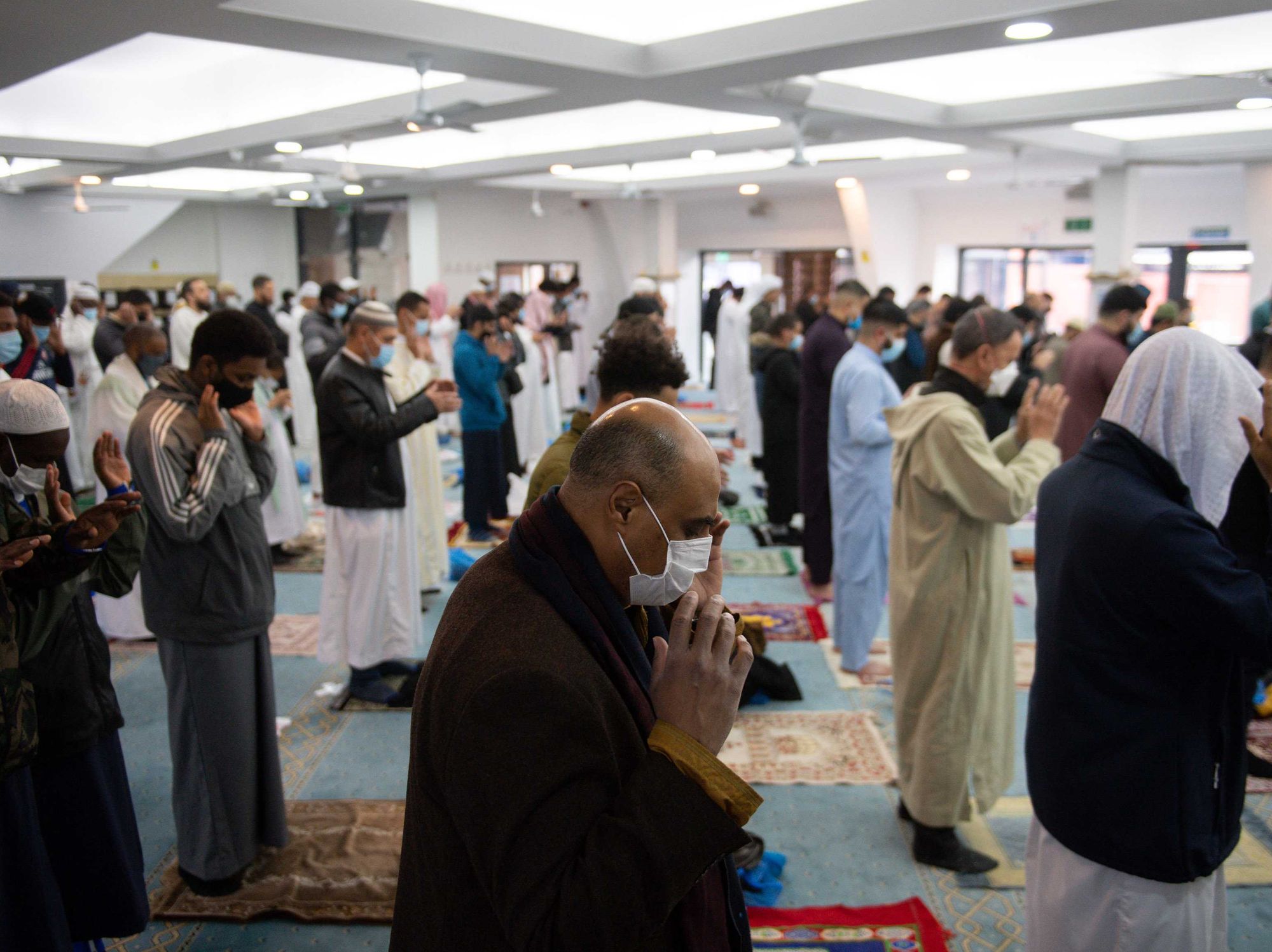 People praying in a mosque