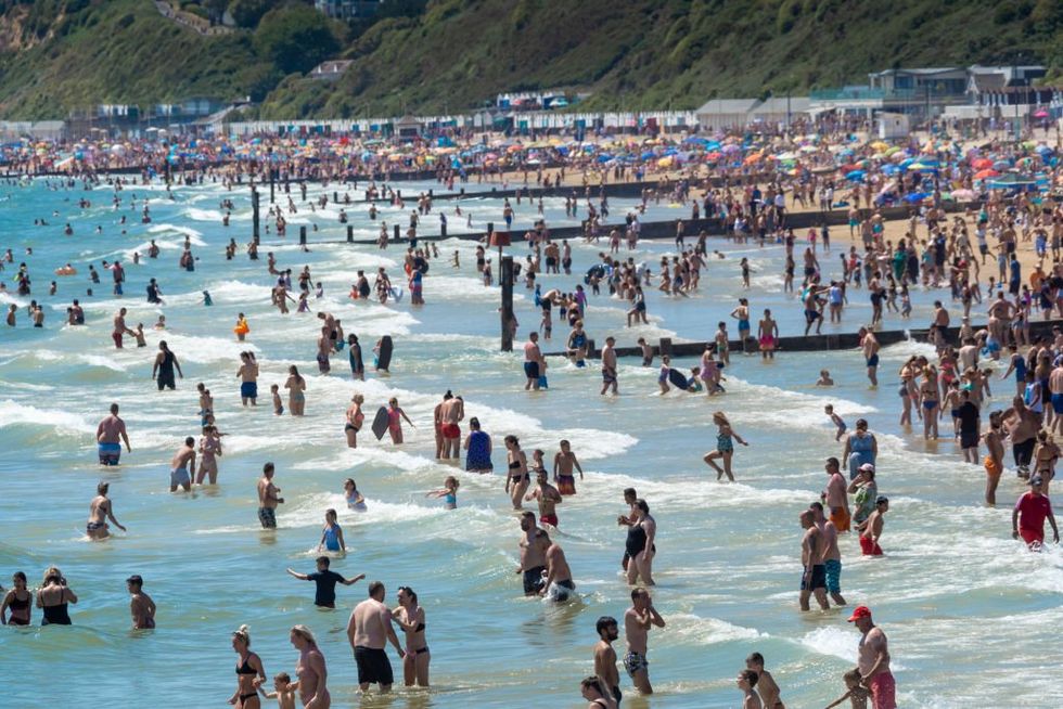 People swimming in sea