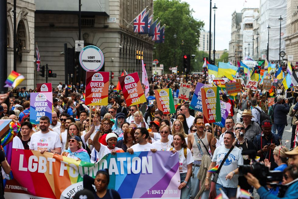 People take part in the 2023 Pride Parade in London,