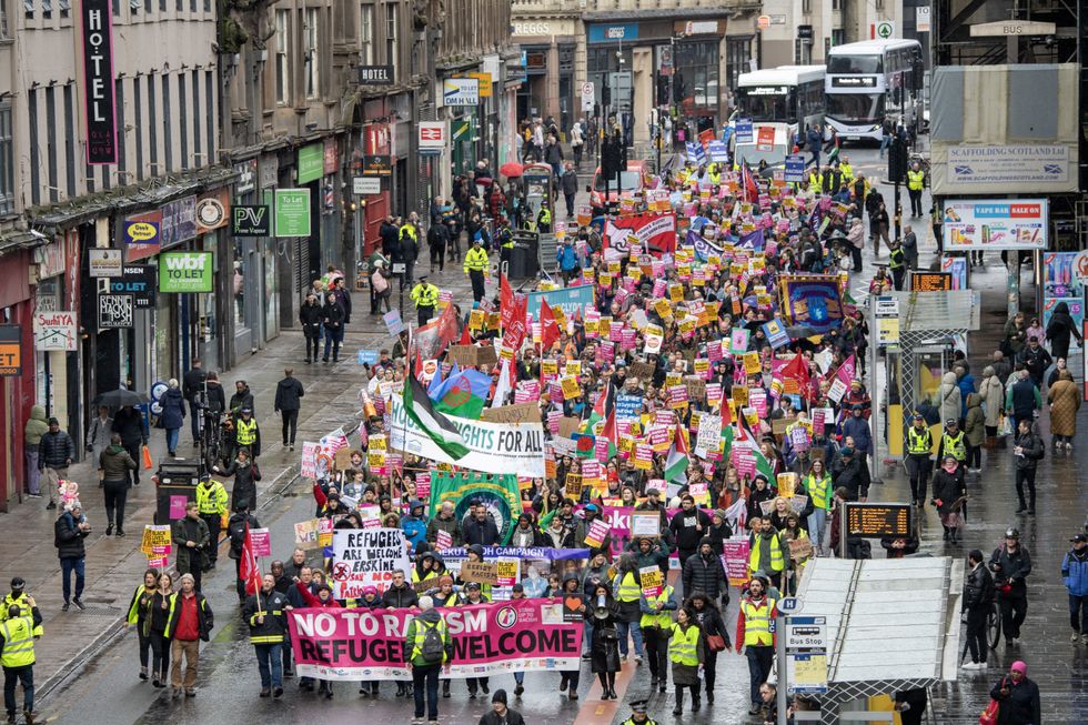 People take part in the Resist Racism Scotland rally