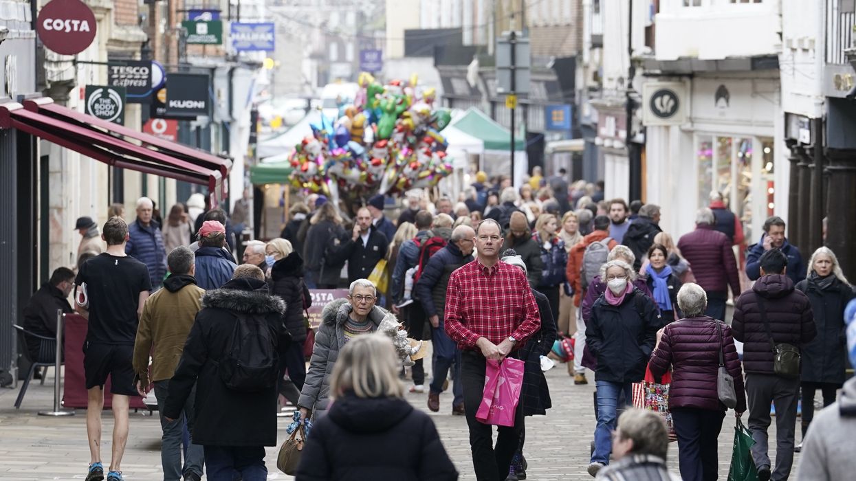 People walking along a high street