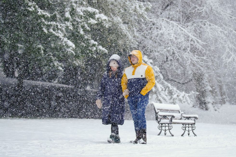 People walking in the snow