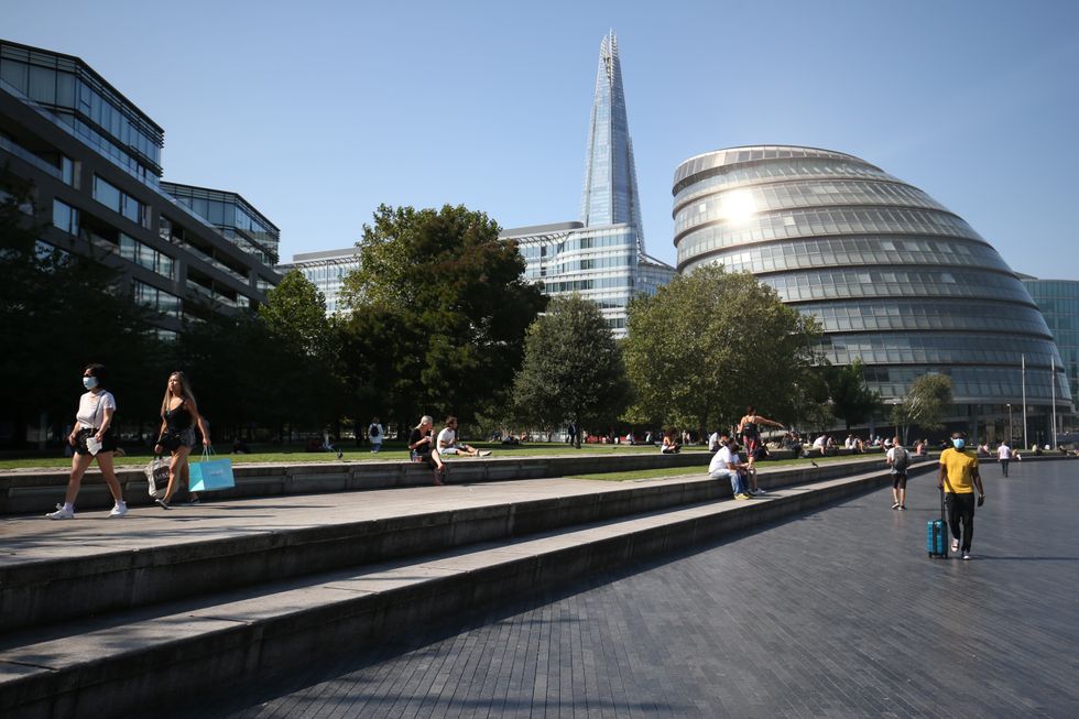People walking near City Hall