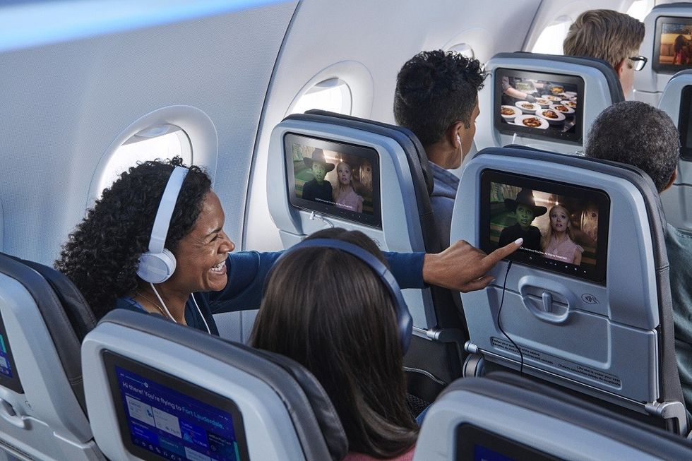 People watching JetBlue entertainment