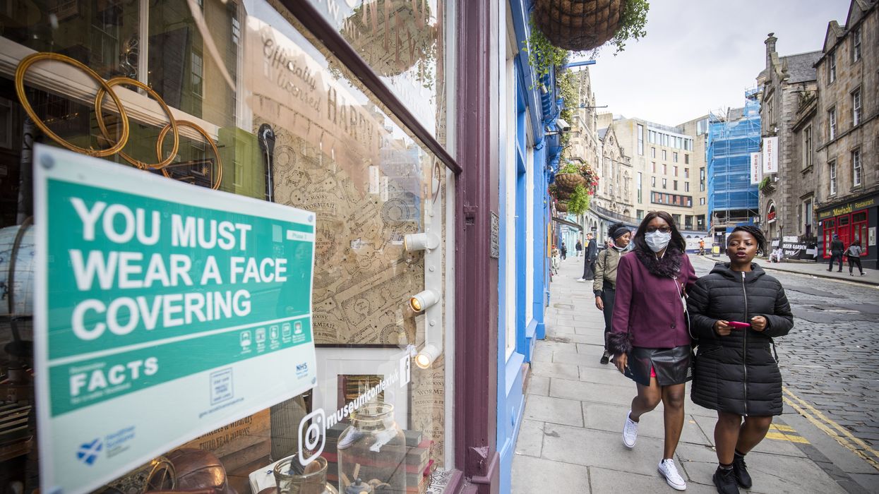 People wearing masks in Edinburgh