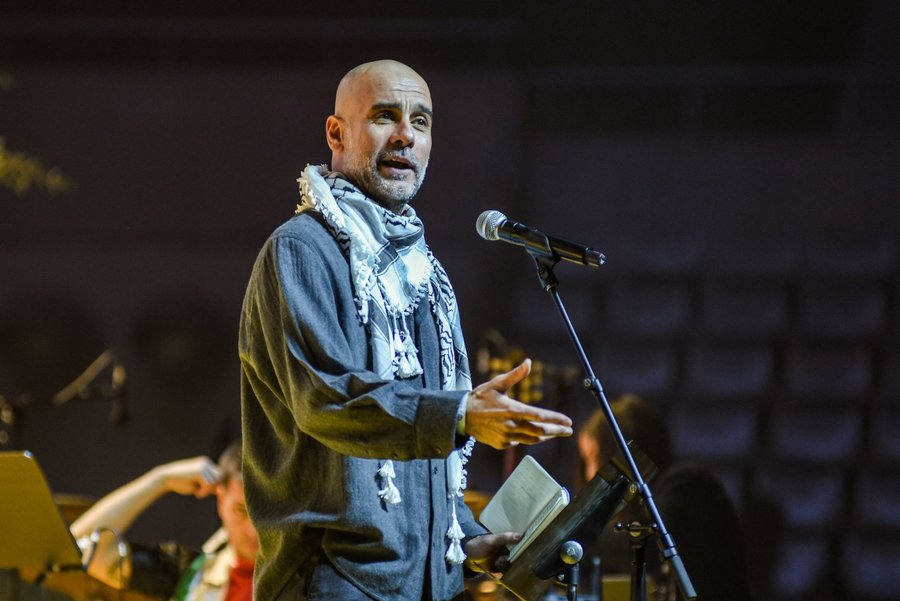 Pep Guardiola at a pro-Palestine charity event