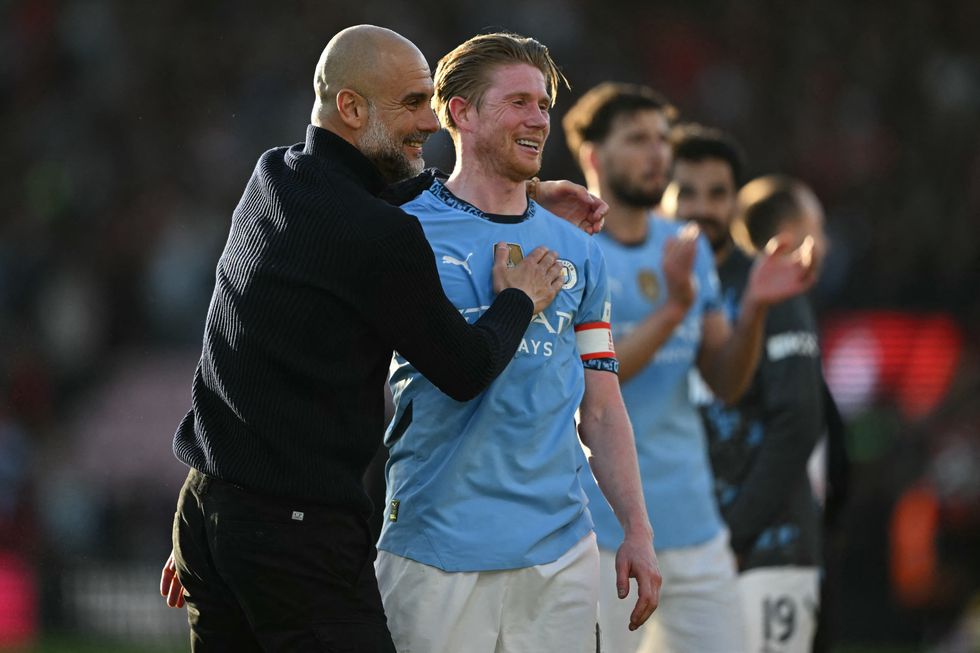 Pep Guardiola Kevin De Bruyne Man City