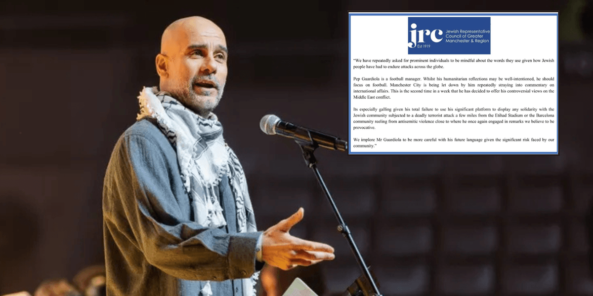 Pep Guardiola told ‘stick to football’ by Jewish groups over Gaza outburst as ‘Man City let down’ Pep Guardiola told ‘stick to football’ by Jewish groups over Gaza outburst as ‘Man City let down’