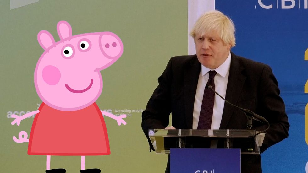 Peppa Pig (left) and Boris Johnson