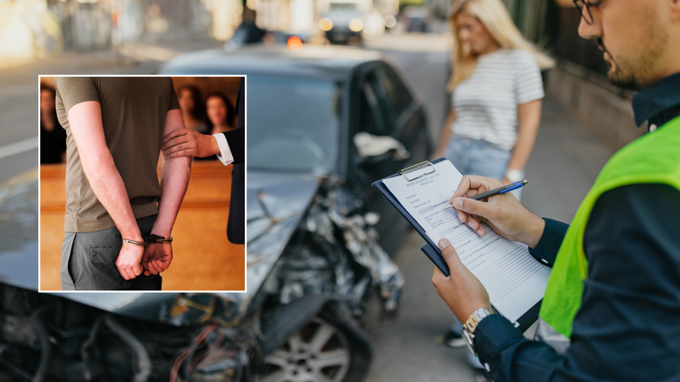 Person arrested and car crash