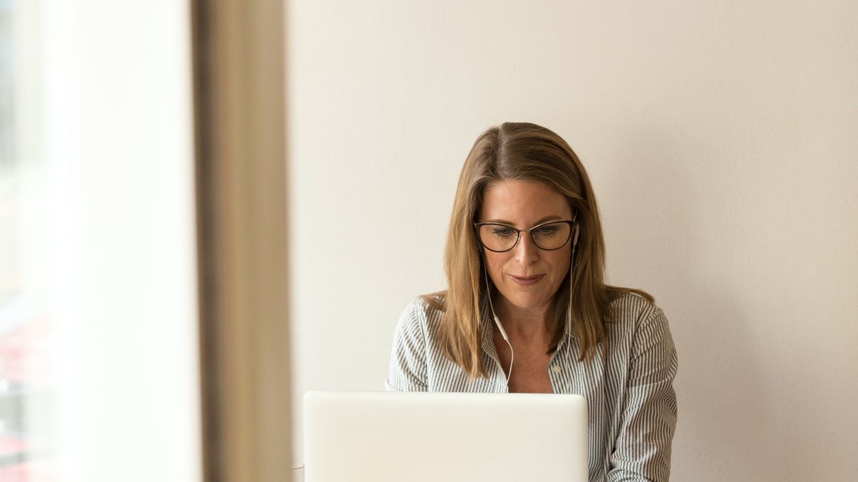 Person checking laptop