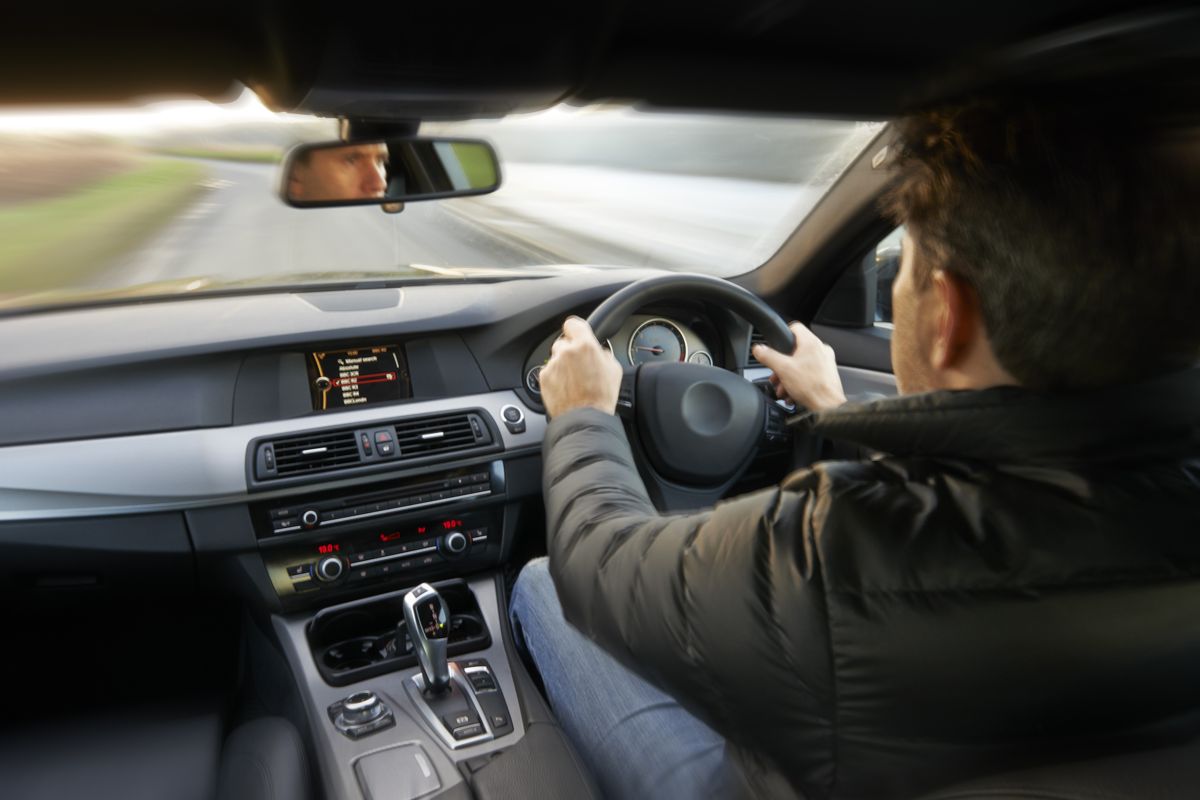Person driving car