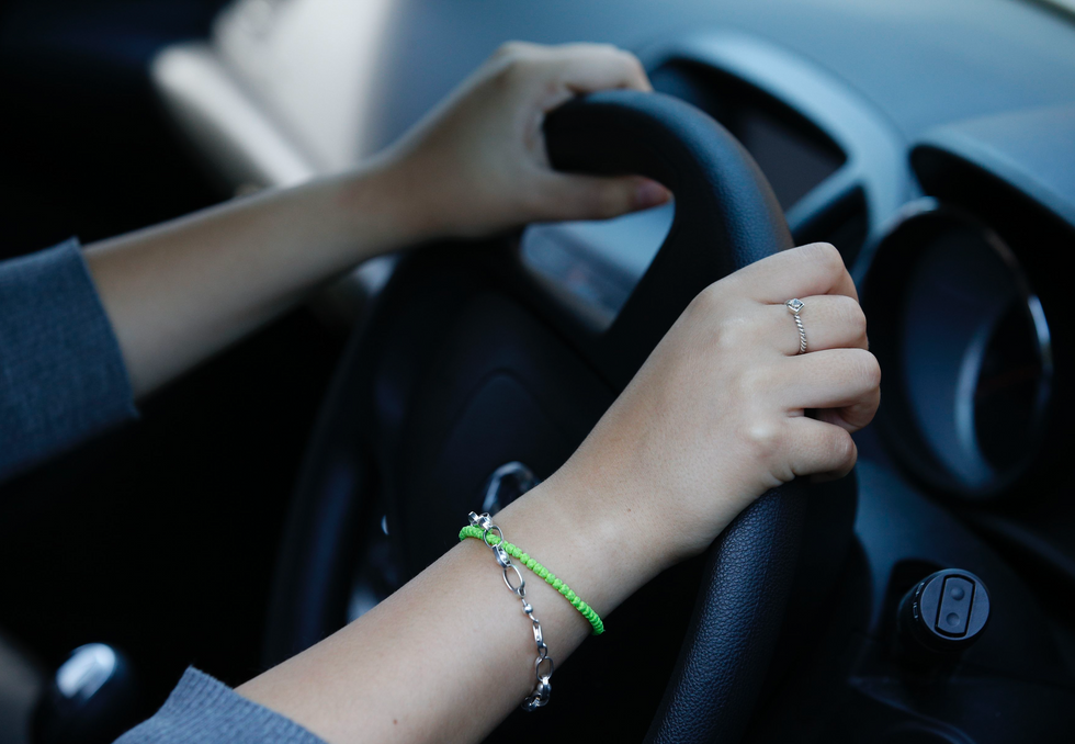 Person driving car