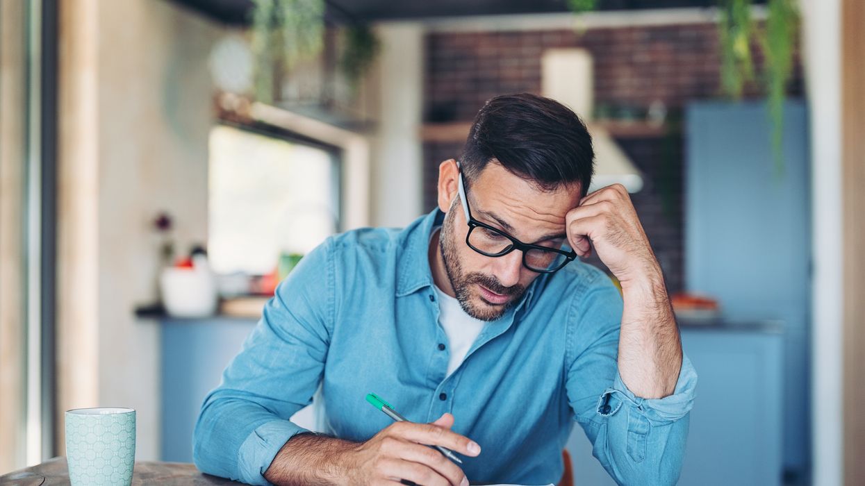 Person fills out form