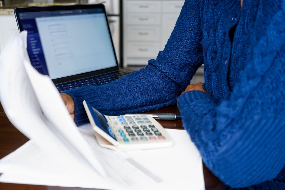 Person going over finances