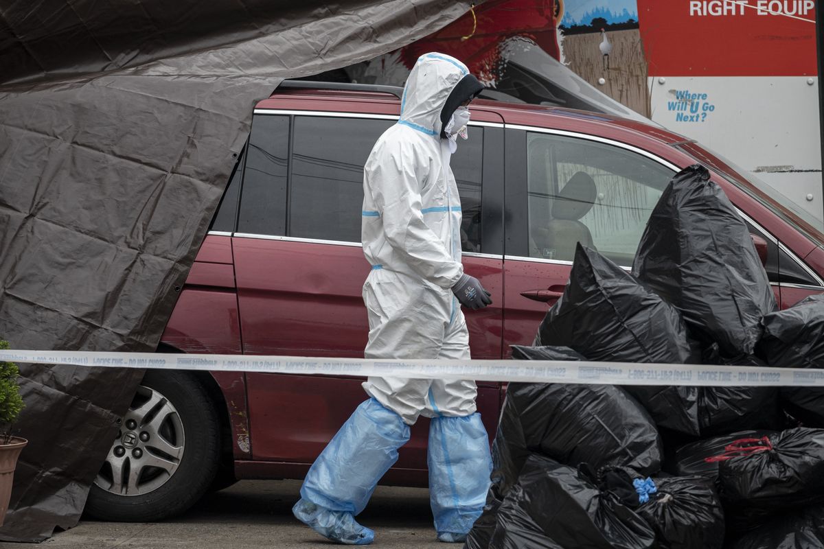 Person in a hazmat suit
