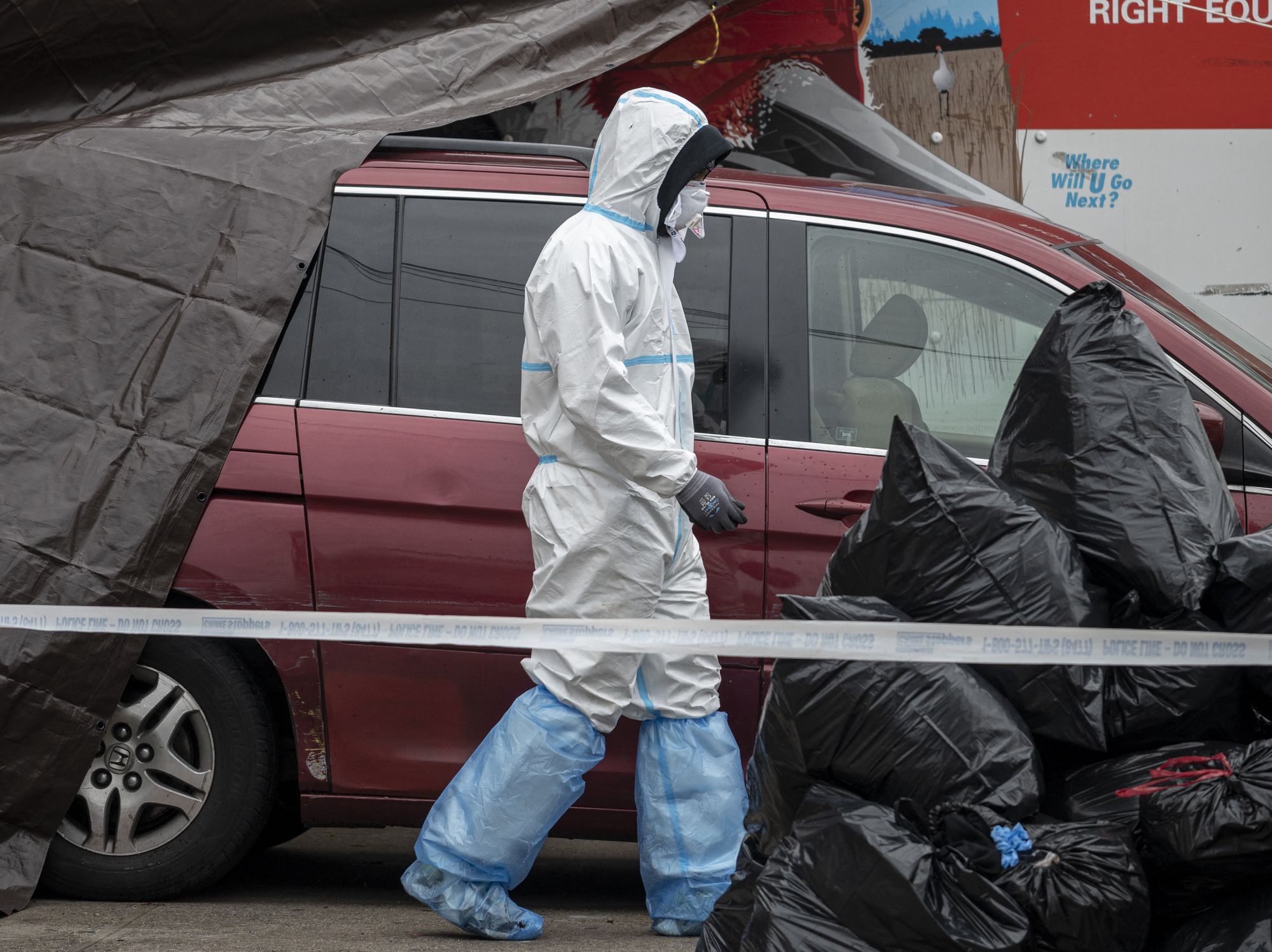 Person in a hazmat suit