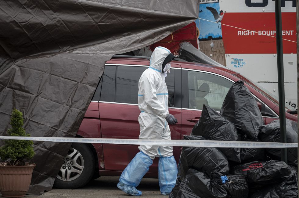 Person in a hazmat suit