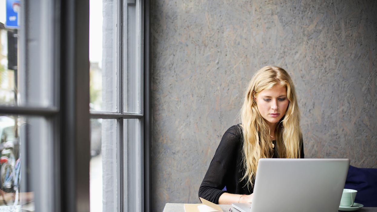 Person looking at laptop