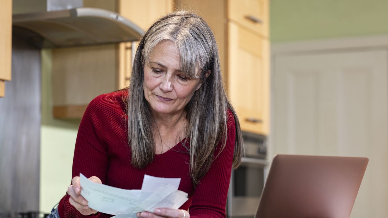 Person looks at finances