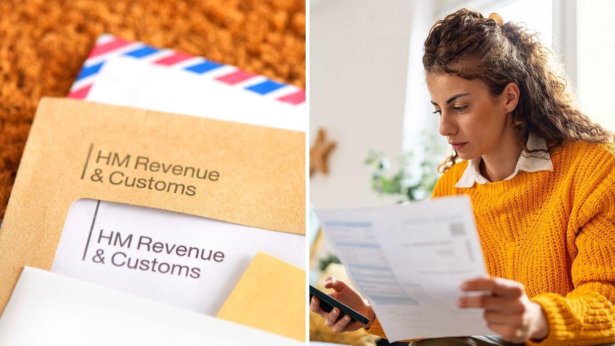 Person looks at pay slip and letter from HMRC