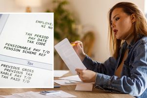 Person looks at payslip and tax code on payslip in pictures