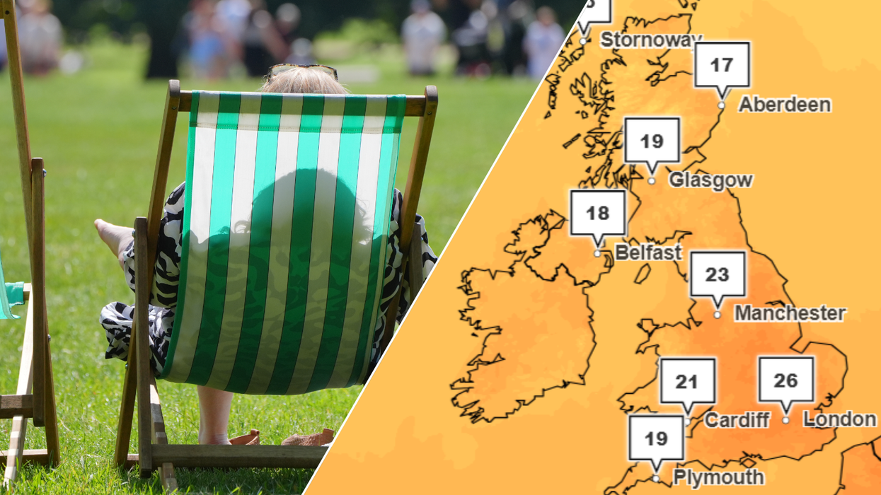 Person sitting in a sun lounger/Weather map for Wednesday