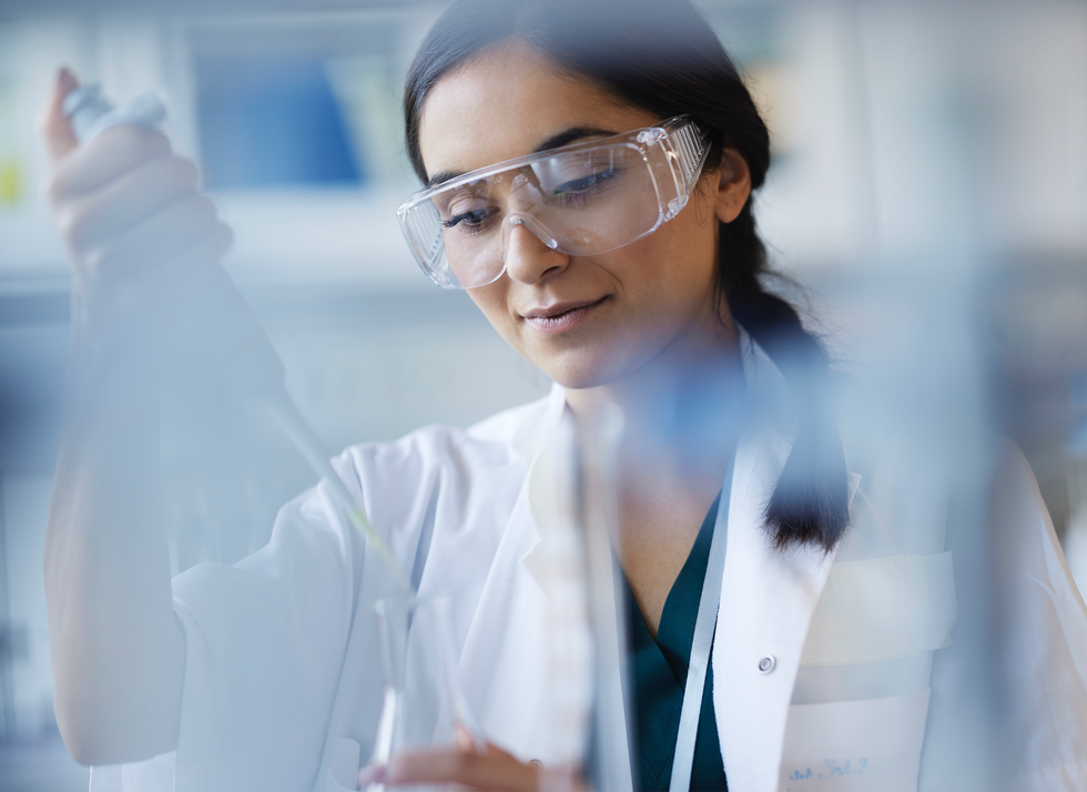 Person studying in a lab