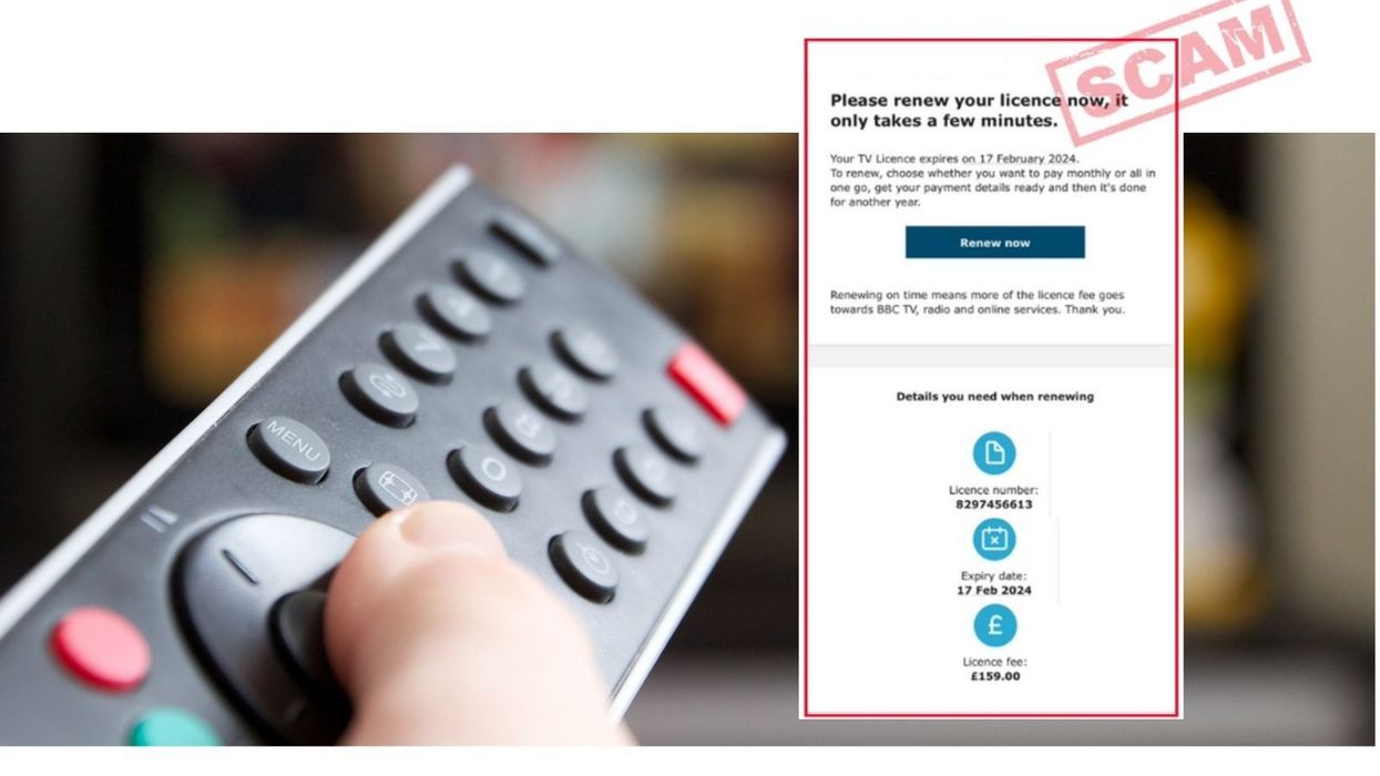 Person uses remote control and scam warning