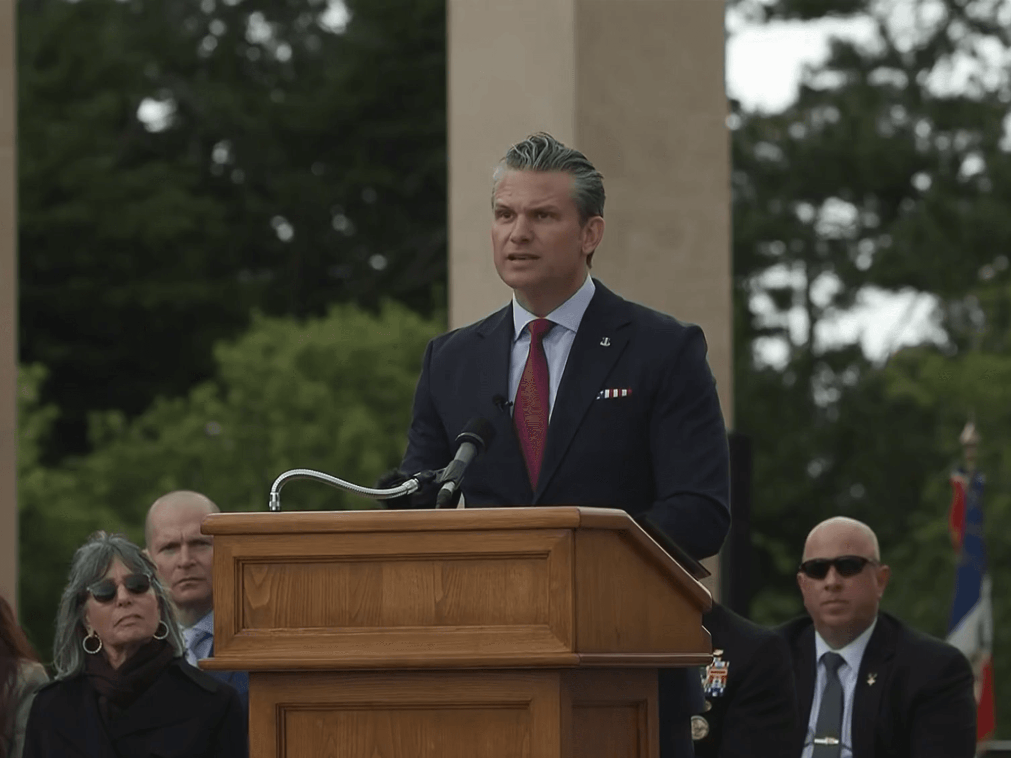 Pete Hegseth speaking at D-Day commemorations