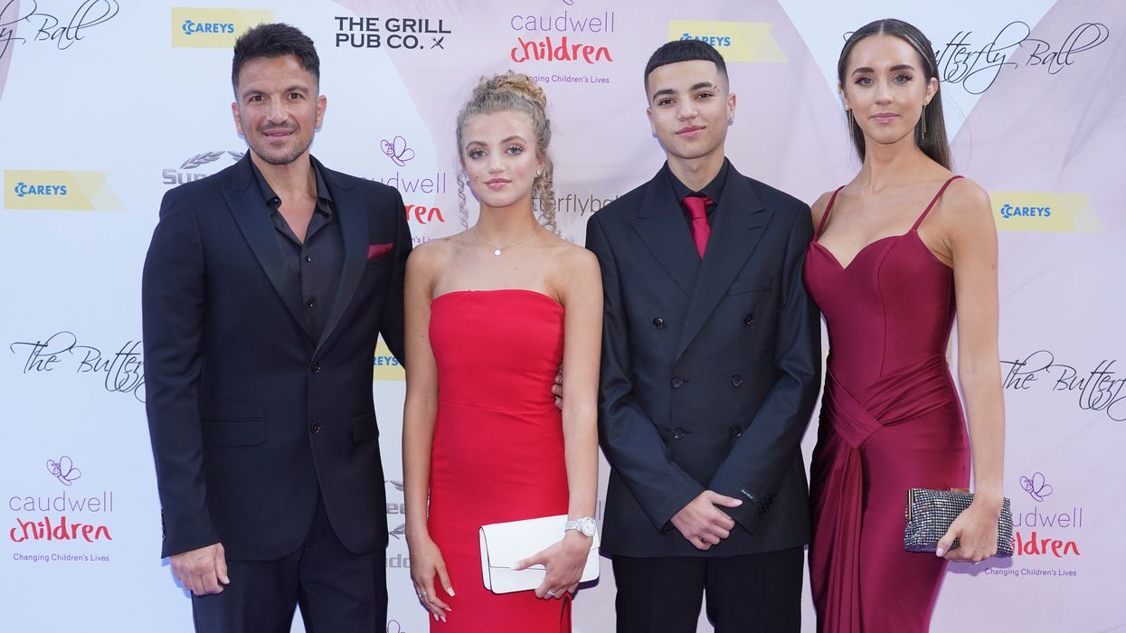 Peter Andre and his wife Emily alongside his two eldest children, Junior and Princess