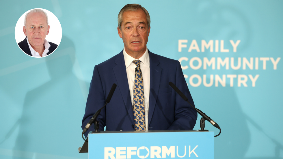 Peter Bleksley (left), Nigel Farage (middle)