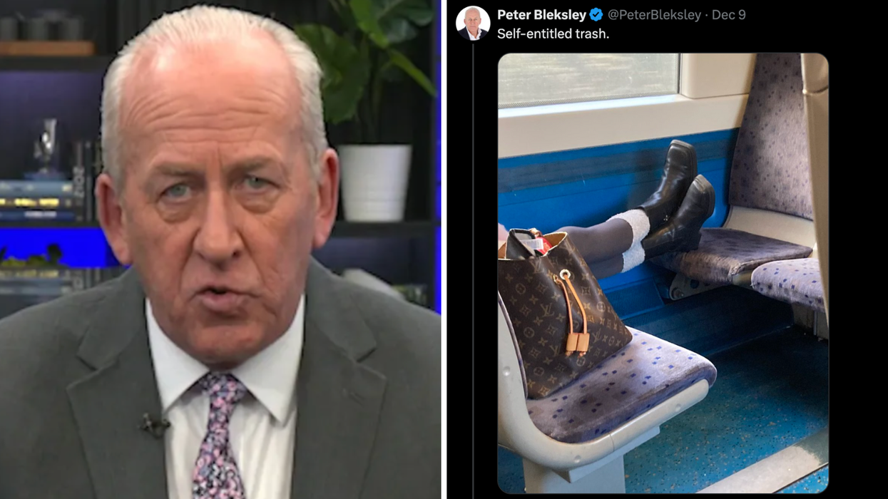 Peter Bleksley (left), X tweet (right)
